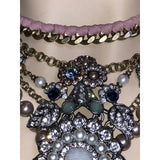 CHLOE + ISABEL vintage regency pearl n crystal multi-layer statement necklace - N128