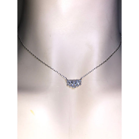CHLOE + ISABEL pavé baguette crystal bar necklace - N068