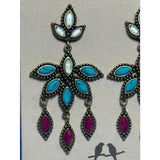 CHLOE + ISABEL Turquoise & Fuchsia Statement Drop Earrings - E428TUAG