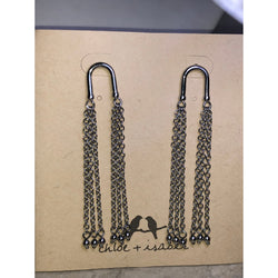 CHLOE + ISABEL gunmetal multi-chain tassel earrings - E070