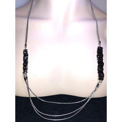 CHLOE + ISABEL all-silver sculpted bar & triple strand layered necklace - N187