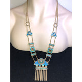 CHLOE + ISABEL aztec mosaic fringe statement necklace - N220