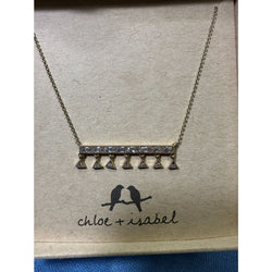 CHLOE + ISABEL  pave triangle baguette pendant necklace - N689CLSG