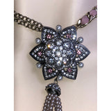 CHLOE + ISABEL crystal lotus tassel statement necklace - N129