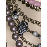 CHLOE + ISABEL vintage regency pearl n crystal multi-layer statement necklace - N128