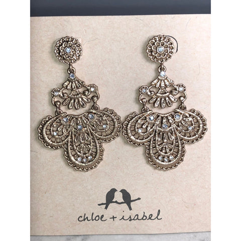 CHLOE & ISABEL Filigree Crystal Statement Earrings - E056