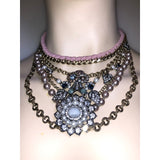 CHLOE + ISABEL vintage regency pearl n crystal multi-layer statement necklace - N128