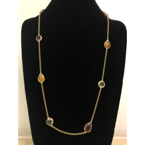 CHLOE + ISABEL multi-stone gold station necklace - N017