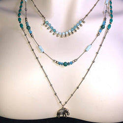 CHLOE + ISABEL boho layered beaded elephant pendant necklace - N088