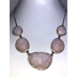 CHLOE + ISABEL rose quartz statement collar necklace- N225