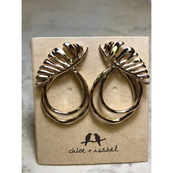 CHLOE & ISABEL Gold Leaf Statement Earrings - E003