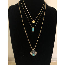 CHLOE + ISABEL turquoise trio layered pendant necklace - N033