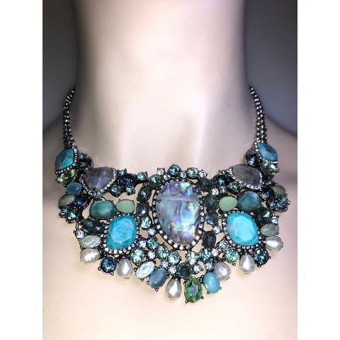CHLOE + ISABEL lagoon dreams multi-stone statement bib necklace - N149
