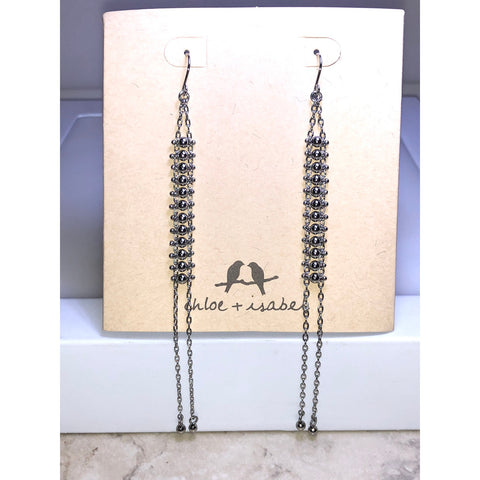 CHLOE + ISABEL Silver-Tone Beaded Chain Drop Earrings - E069