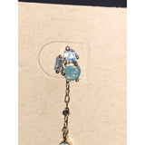 CHLOE + ISABEL turquoise & crystal mismatched chain drop earrings - E075