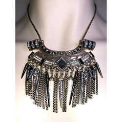 CHLOE + ISABEL noir warrior fringe statement necklace - N102