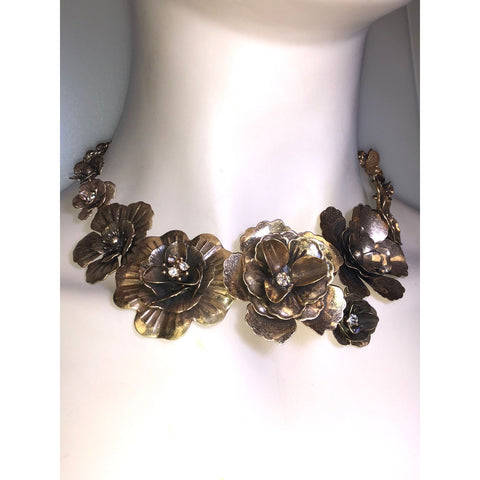 Chloe + Isabel Antiqued Gold Floral Statement Necklace - N723MEG