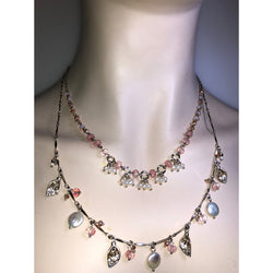 CHLOE + ISABEL petal & pearl charm layering necklace - N123
