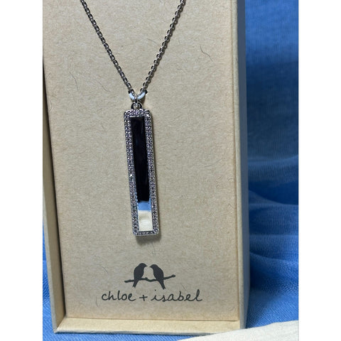 CHLOE + ISABEL crystal bar pendant necklace in silver - N648CLSS