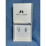 CHLOE + ISABEL silver huggie hoop earrings with green crystals - E556GRRH