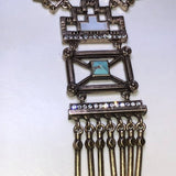 CHLOE + ISABEL geometric turquoise lariat statement necklace - N089