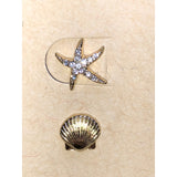 CHLOE + ISABEL coastal starfish n shell stud earring set - E030