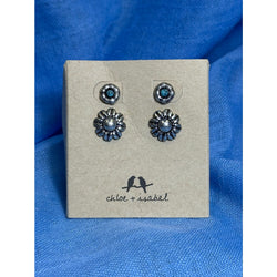 CHLOE + ISABEL southwestern turquoise n silver floral stud earring set - E583BLS