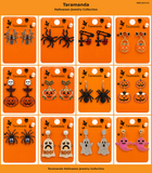 Wholesale Halloween earring assortment JCE112 with 12 different spider, pumpkin, ghost, skull and bat earring styles by Taramanda