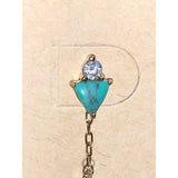 CHLOE + ISABEL turquoise & crystal mismatched chain drop earrings - E075