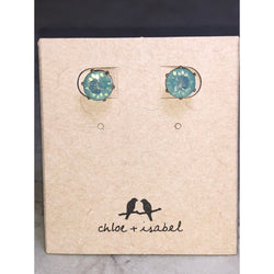 CHLOE + ISABEL aqua crystal stud earrings - E015A