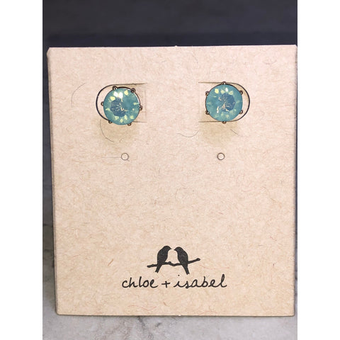 CHLOE + ISABEL aqua crystal stud earrings - E015A