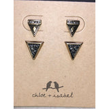 CHLOE + ISABEL pavé n druzy triangle stud earring set - E061