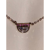 CHLOE + ISABEL pink crystal half-moon pendant necklace - N189