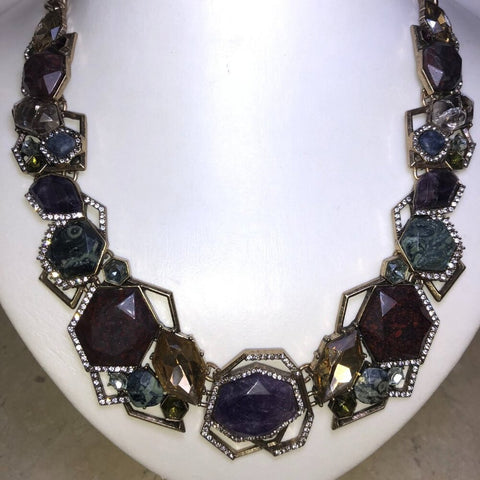 CHLOE + ISABEL mixed gemstone geo statement necklace - N176