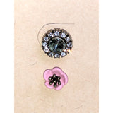 CHLOE + ISABEL crystal halo stud earrings & pink flower stud set - E040