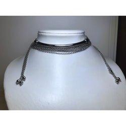 CHLOE + ISABEL multi-chain silver bar choker necklace - N093