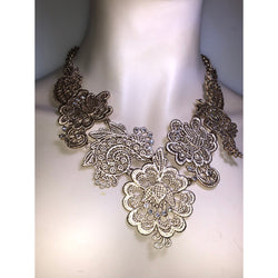 CHLOE + ISABEL filigree lace crystal statement necklace - N118