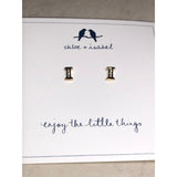 CHLOE + ISABEL “I” initial crystal stud earrings - E178