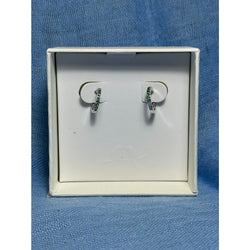 CHLOE + ISABEL silver huggie hoop earrings with green crystals - E556GRRH