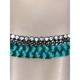 CHLOE + ISABEL turquoise satin braided crystal choker - N081