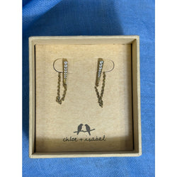 CHLOE + ISABEL pave bar n chain drop earrings - E519CLSG