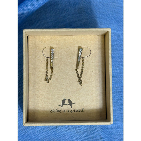 CHLOE + ISABEL pave bar n chain drop earrings - E519CLSG