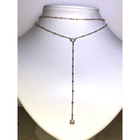 CHLOE + ISABEL crystal y-neck layered delicate necklace - N594CLSG