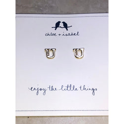 CHLOE + ISABEL pavé “U” initial stud earrings - E176B