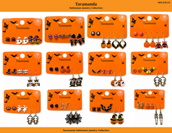 Wholesale Halloween 3-pair earring assortment with 12 different styles