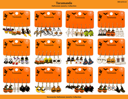 Wholesale Halloween 3-pair earring assortment with 12 different styles