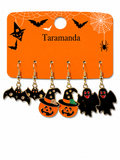 Wholesale Halloween 3-pair earrings with bat, pumpkin and ghost designs