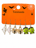 Wholesale Halloween 3-pair earrings with ghost, spider and Frankenstein designs