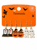 Wholesale Halloween 3-pair earrings with gravestone, pumpkin and mummy designs