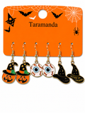Wholesale Halloween 3-pair earrings with pumpkin, eyeball and witch hat designs